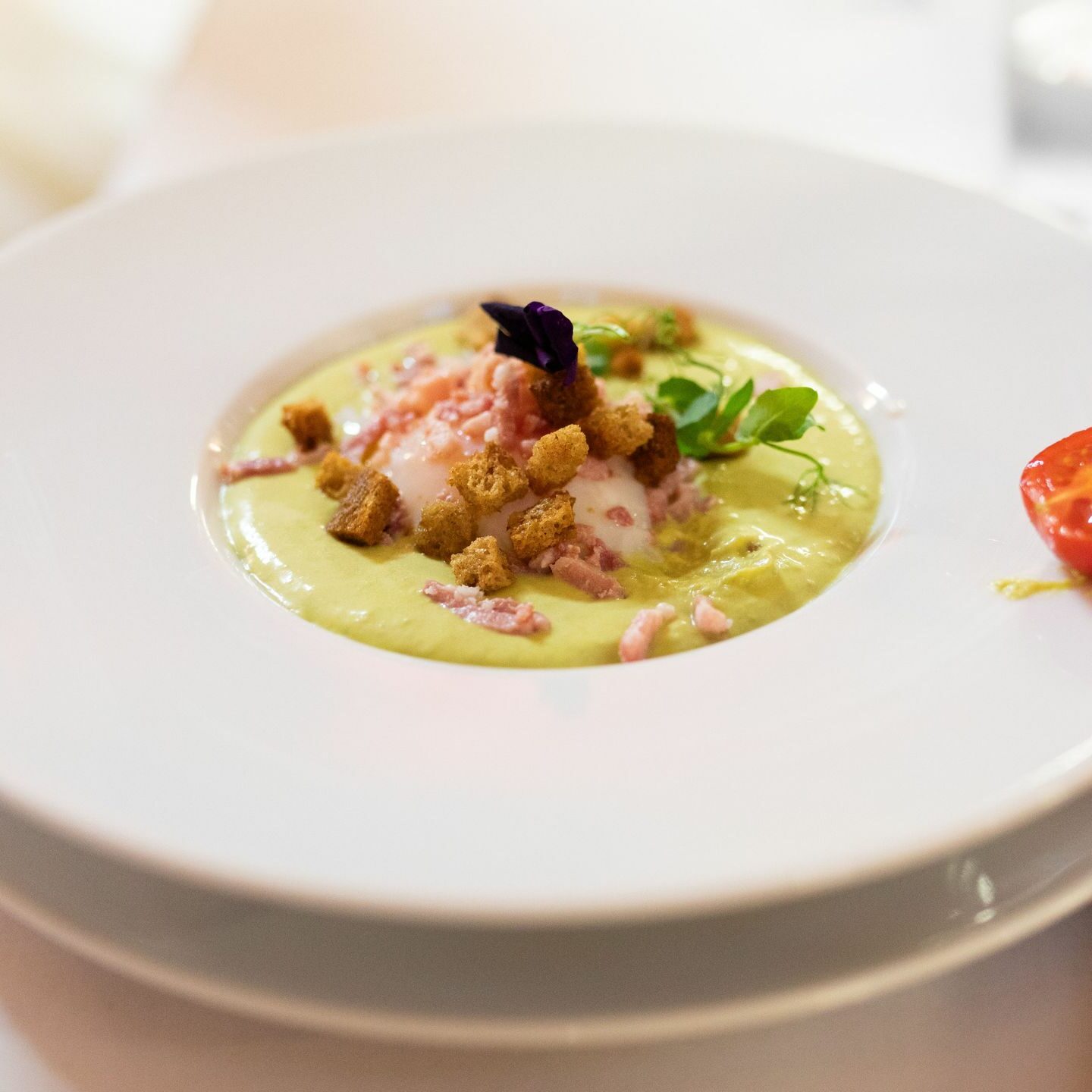 entrée, soupe au pois